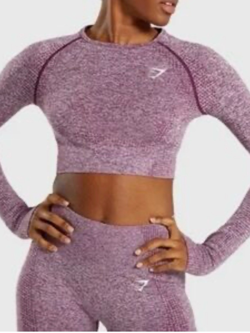 NWT Gymshark Vital Long Sleeve Crop Top in Deep Magenta Marl, size M